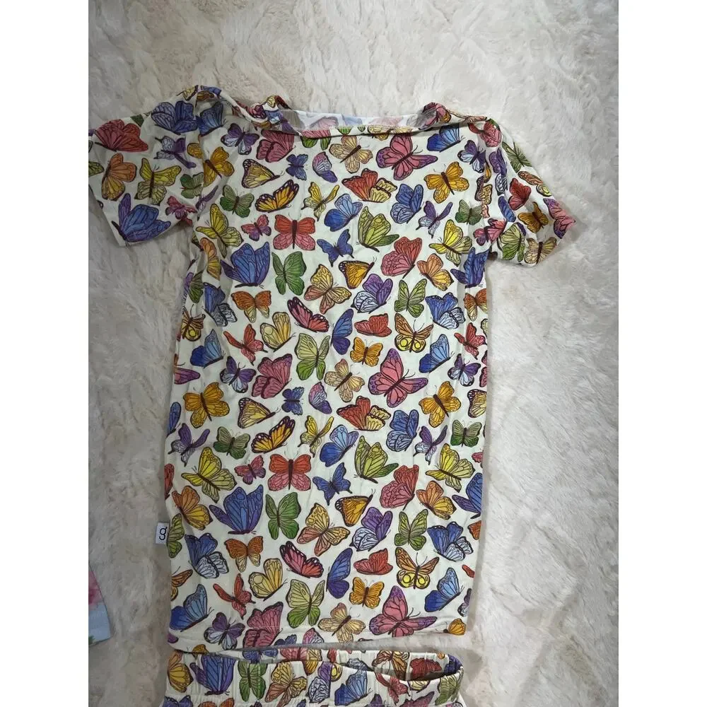 Girls 4T Pajama Bundle 2 Sets Bamboo Goosies Tahari Floral Butterflies EUC
